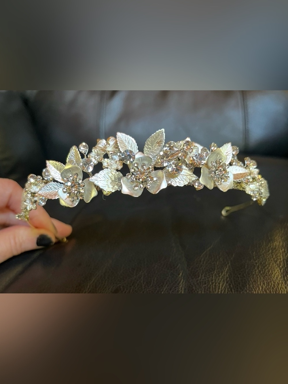 Dareth Colburn Silver Floral Crystal Headband - Bridal Hair Accessory